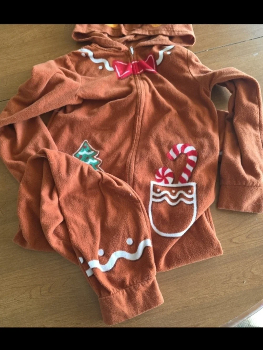 Cat & Jack Gingerbread Orange Hooded One-Piece Bodysuit